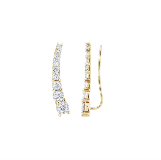 EarCuff Alargados Diamantes Oro Amarillo